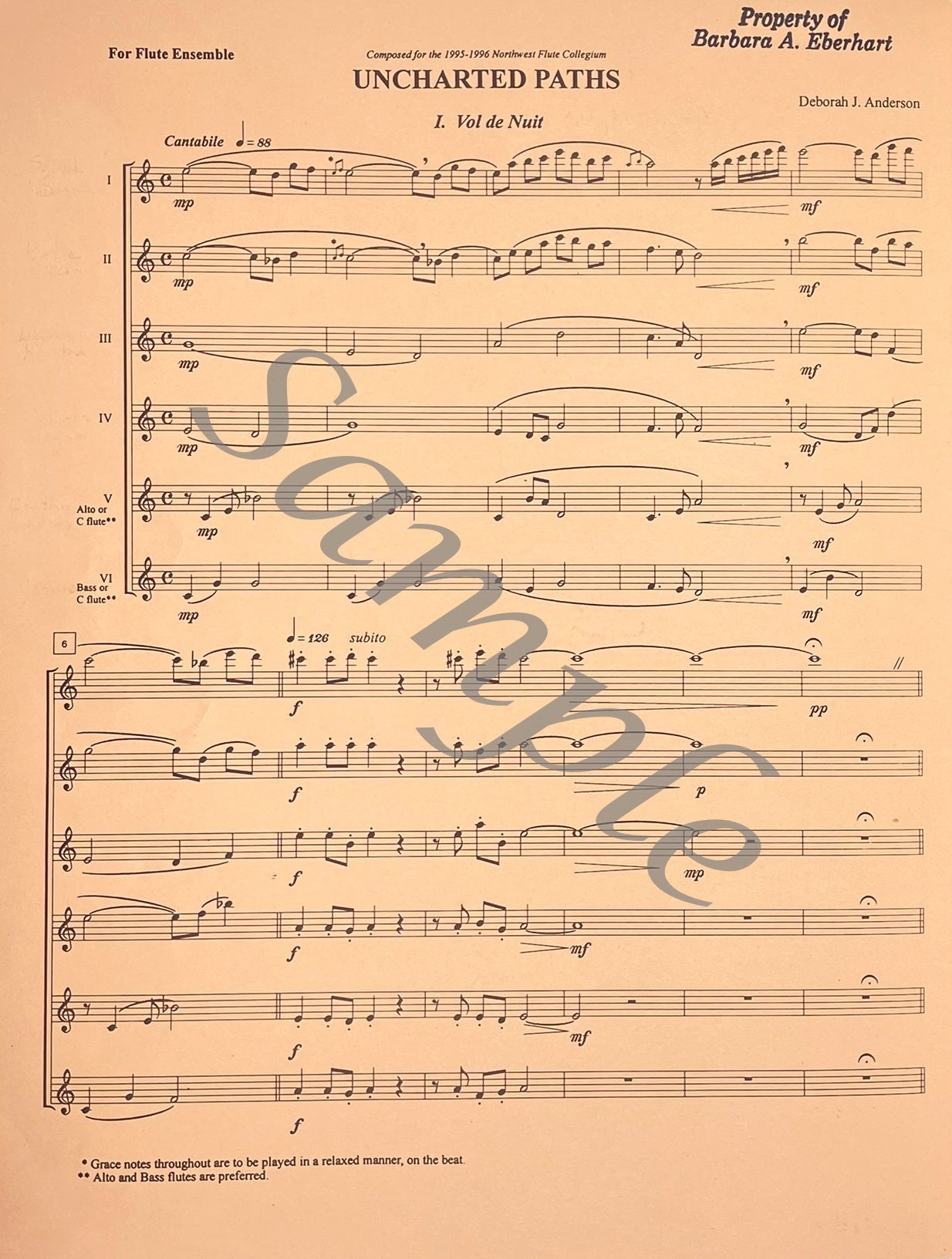 Uncharted Paths for Flute Choir by Deborah Anderson