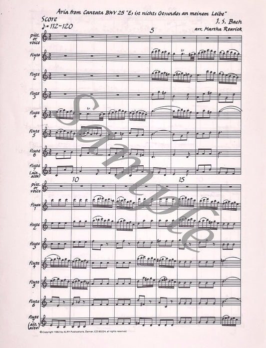 Aria from Cantata BWV 25 for Flute Choir by J.S. Bach