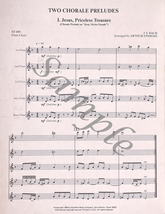 Two Chorale Preludes for Flute Choir by J.S. Bach and S. Karg-Elert
