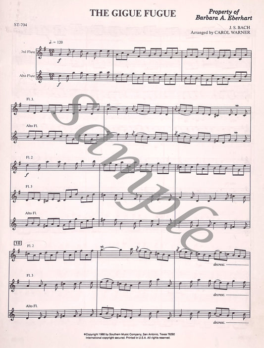 The Gigue Fugue for Flute Choir by J.S. Bach