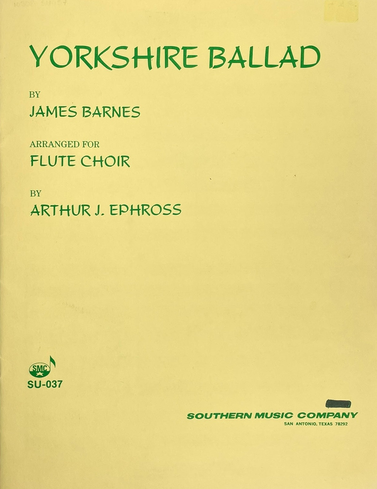 Yorkshire Ballad for Flute Choir by James Barnes