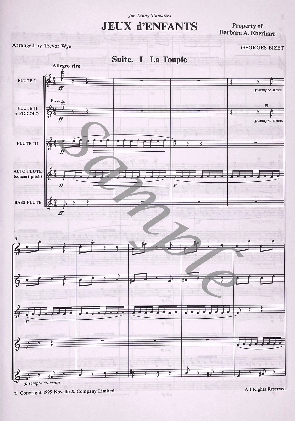 Jeux d'Enfants for Flute Ensemble by Georges Bizet