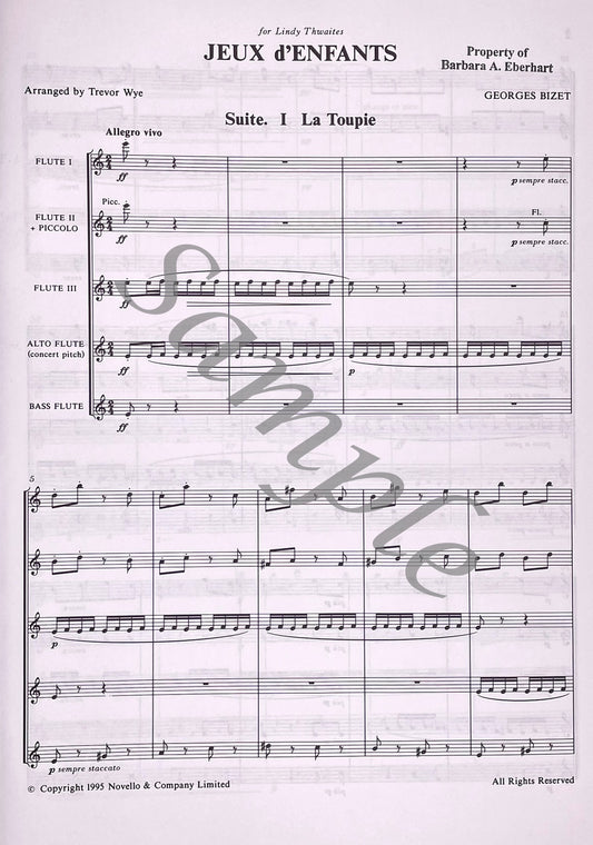 Jeux d'Enfants for Flute Ensemble by Georges Bizet
