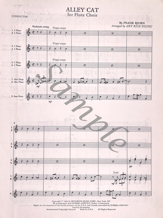 Alley Cat for Flute Choir by Frank Bjorn