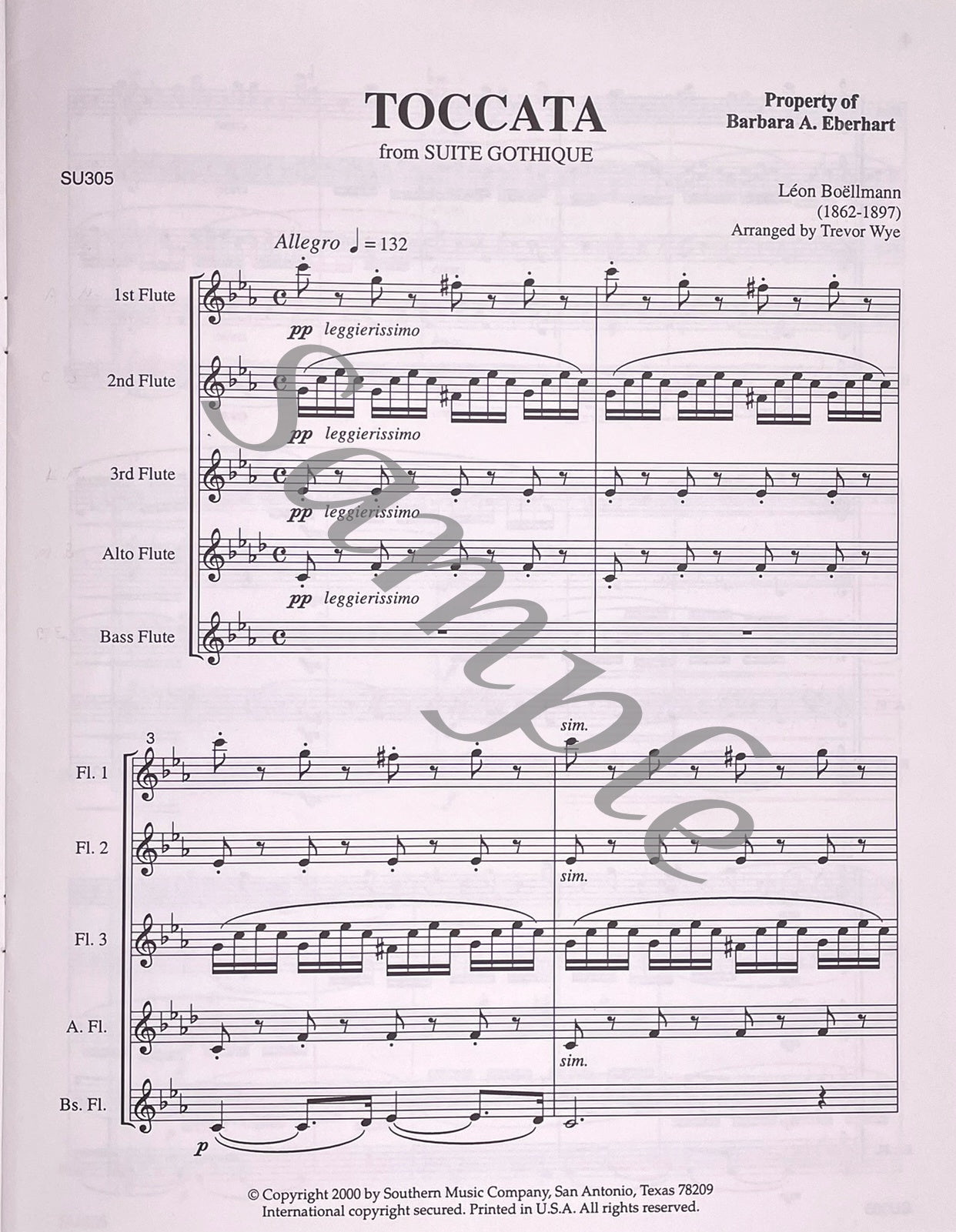 Toccata from Suite Gothique for Flute Quintet by Léon Boëllmann