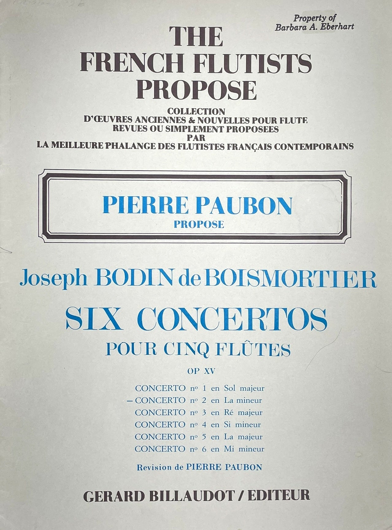 Six Concertos for Flute Quintet No. 2 by J.B. Boismortier