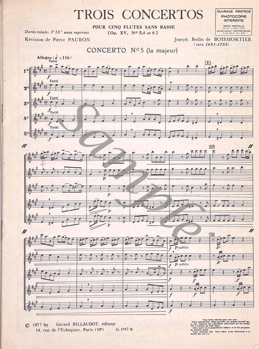 Six Concertos for Flute Quintet No. 5 by J.B. Boismortier