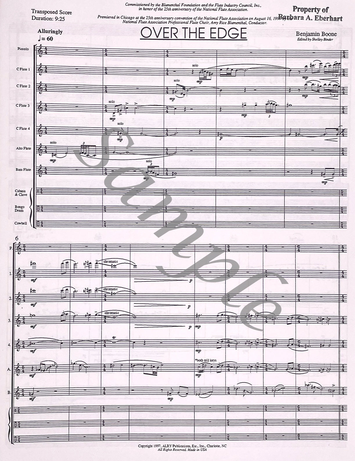 Over the Edge for Flute Choir by Benjamin Boone