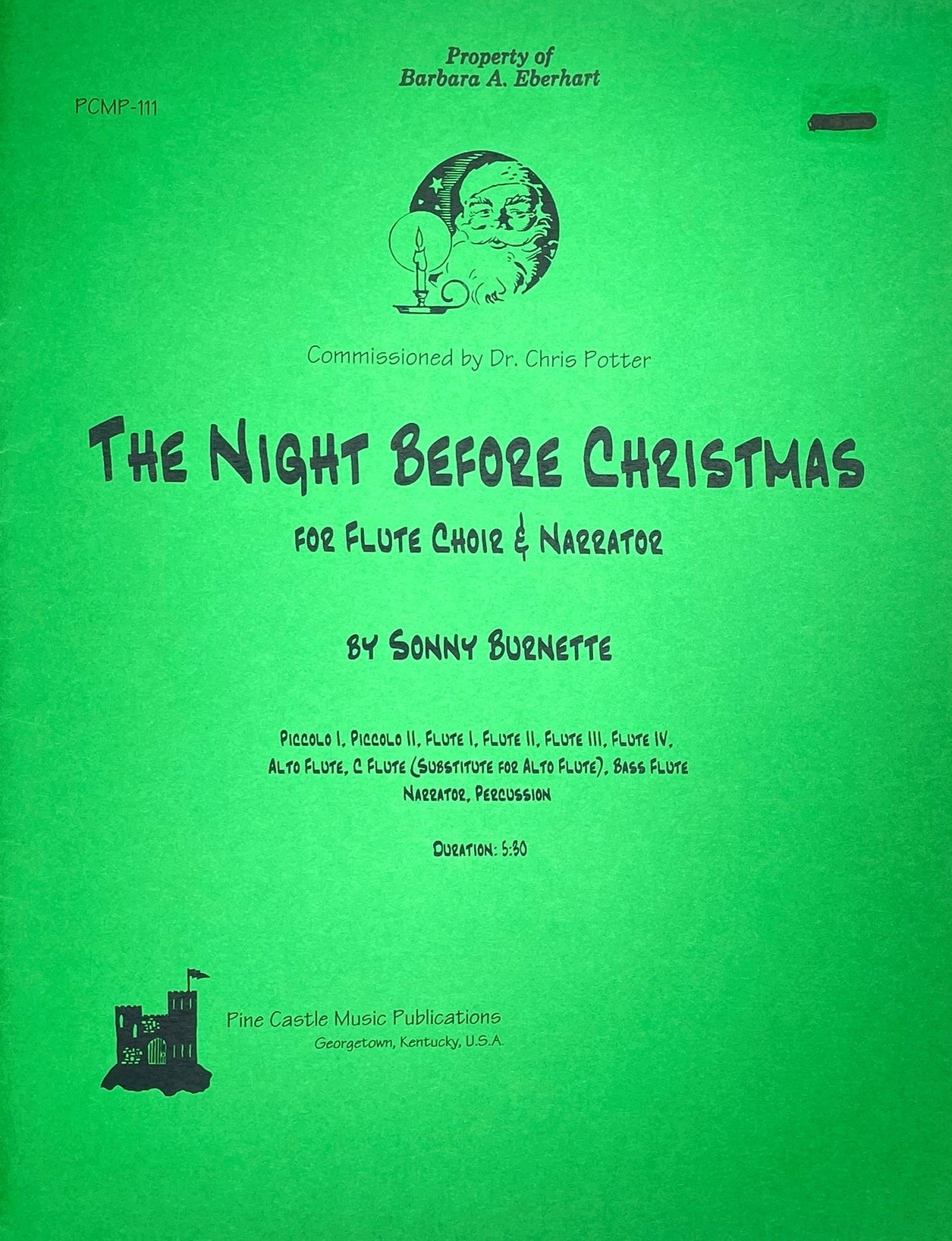 The Night Before Christmas for Flute Choir and Narrator by Sonny Burnette