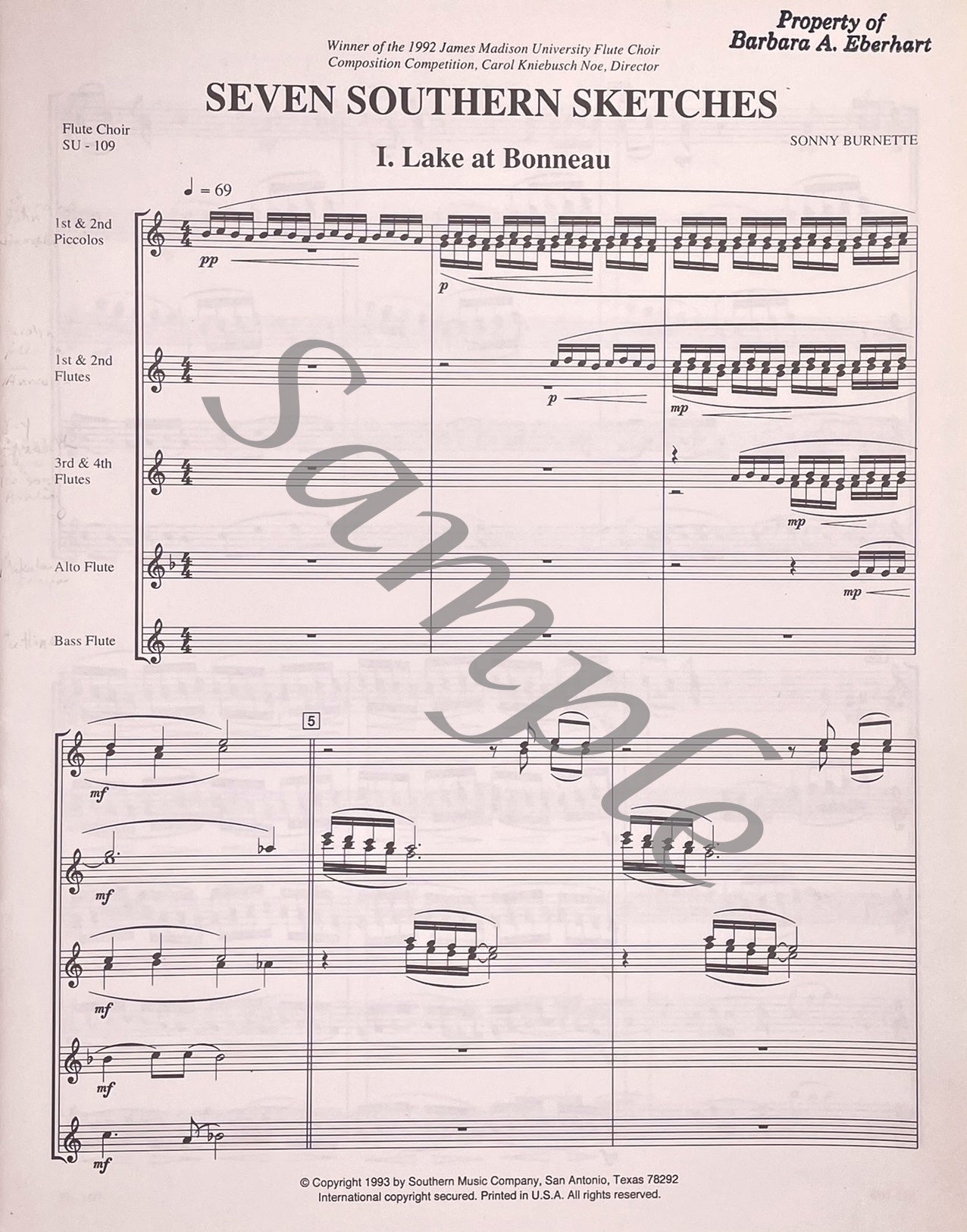 Seven Southern Sketches for Flute Choir by Sonny Burnette