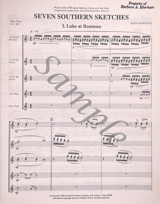 Seven Southern Sketches for Flute Choir by Sonny Burnette
