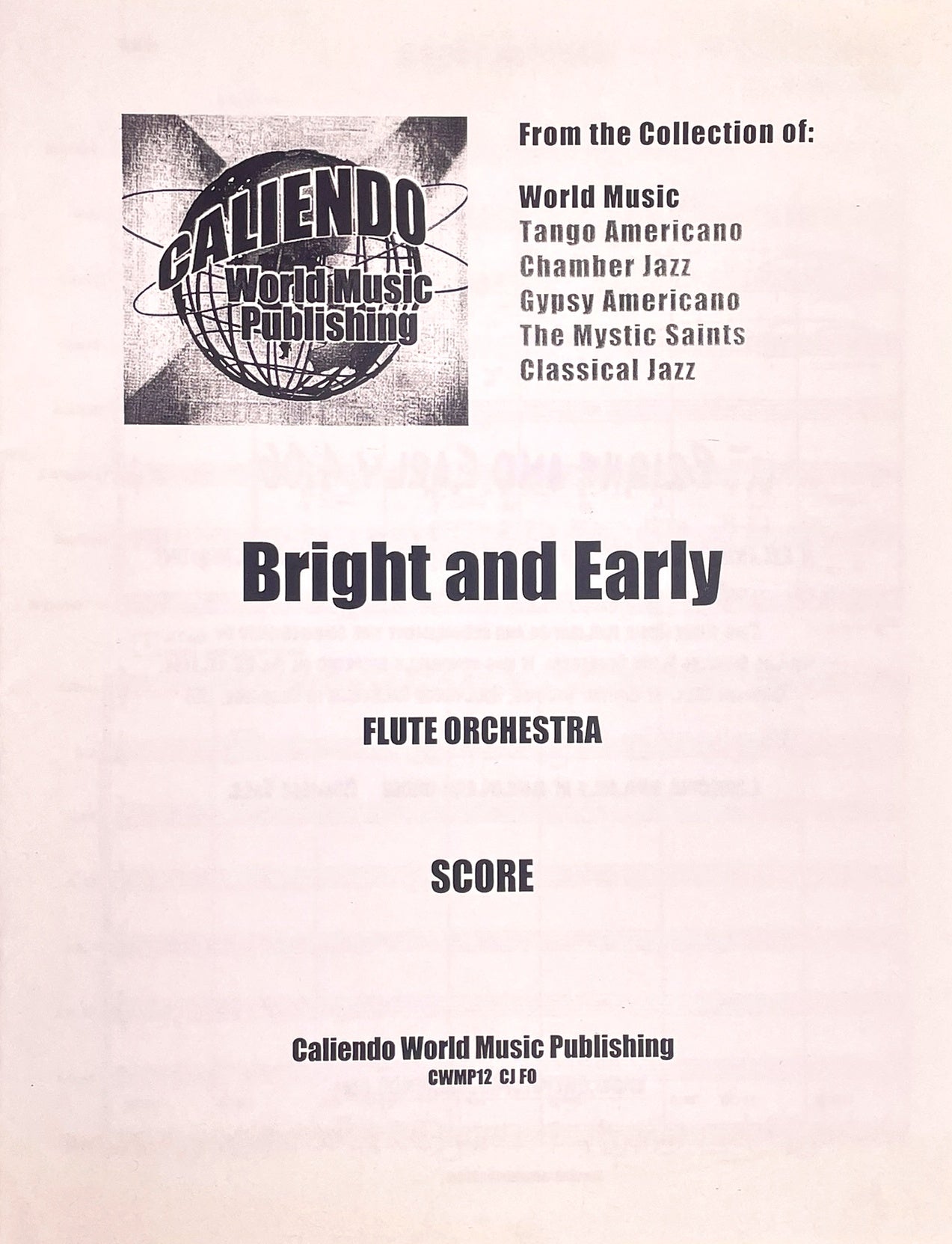 Bright and Early for Flute Choir by Christopher Caliendo