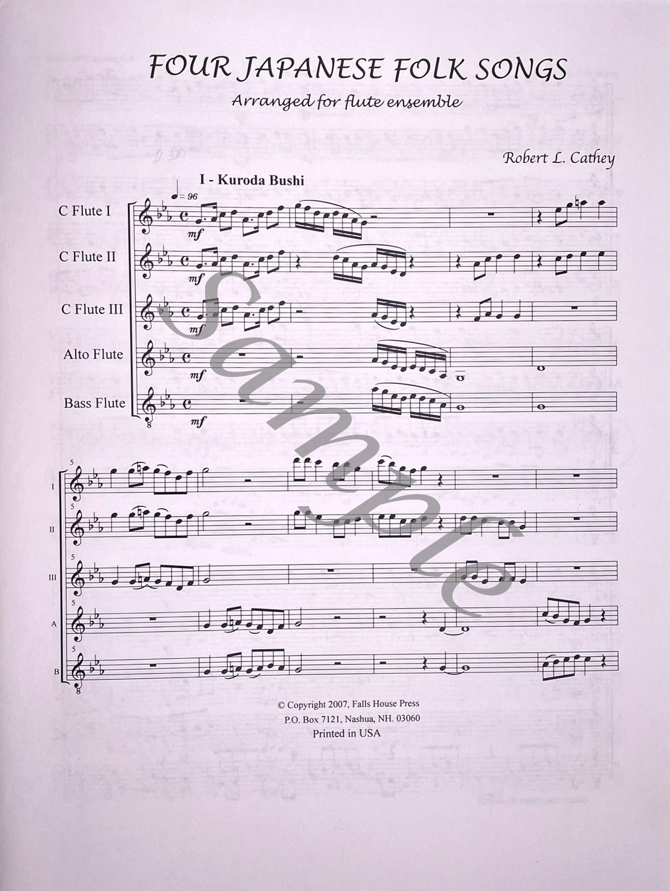 Four Japanese Folk Songs for Flute Choir arranged by Robert L. Cathey