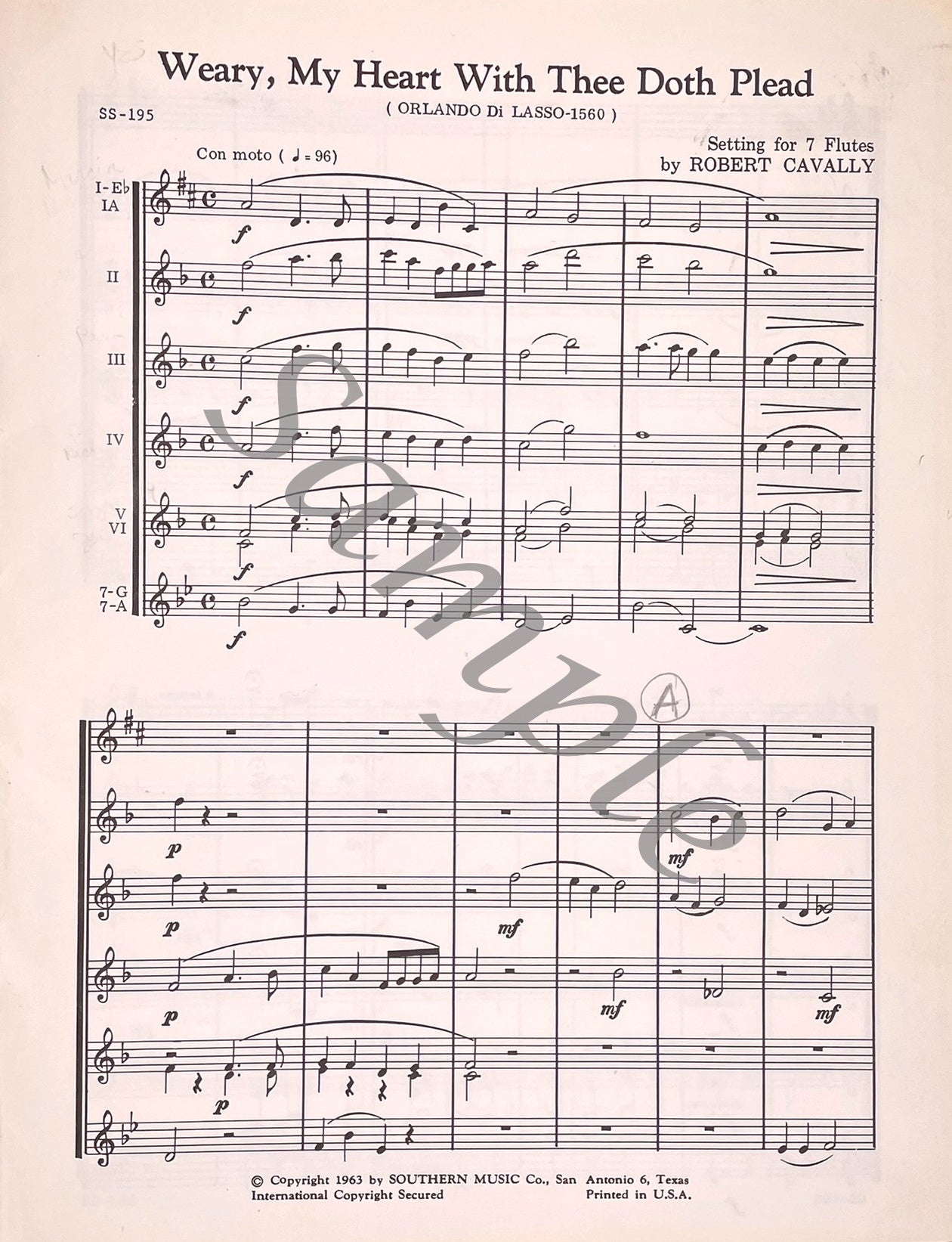 8 Madrigals for 7 Flutes arranged by Robert Cavally