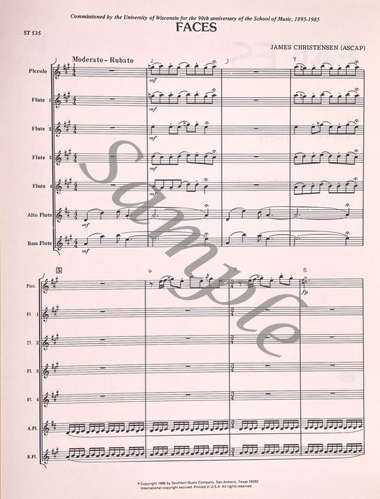 Faces for Flute Choir Score by James Christensen