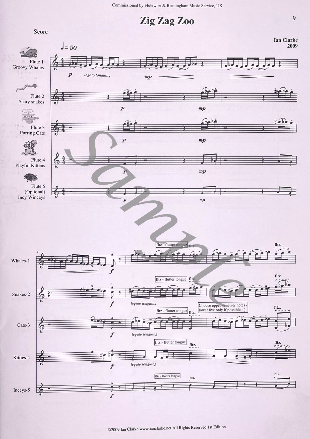 Zig Zag Zoo for Flute Ensemble by Ian Clarke
