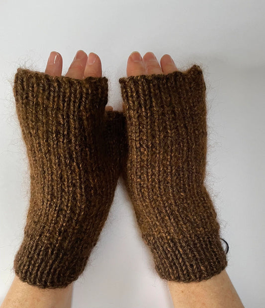 Fingerless Gloves with Mohair for Large Hands in Multiple Colors