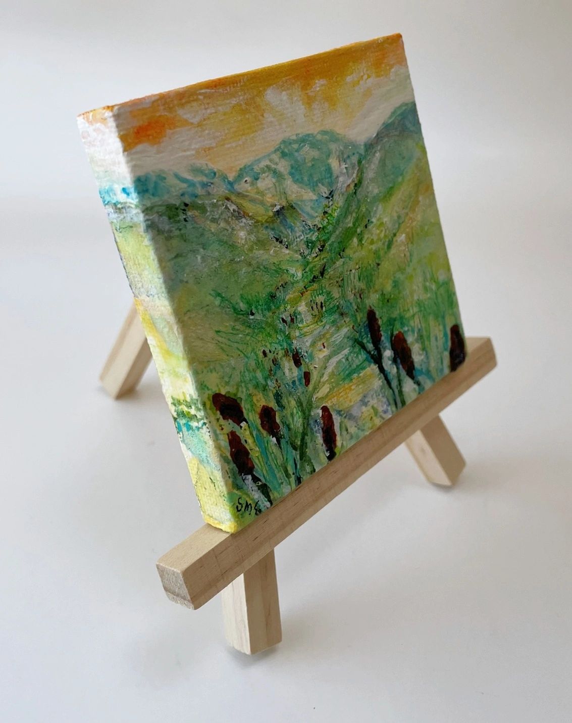 River Source III - Original Acrylic Miniature Painting by Sophia Eberhart (Free USA Shipping)