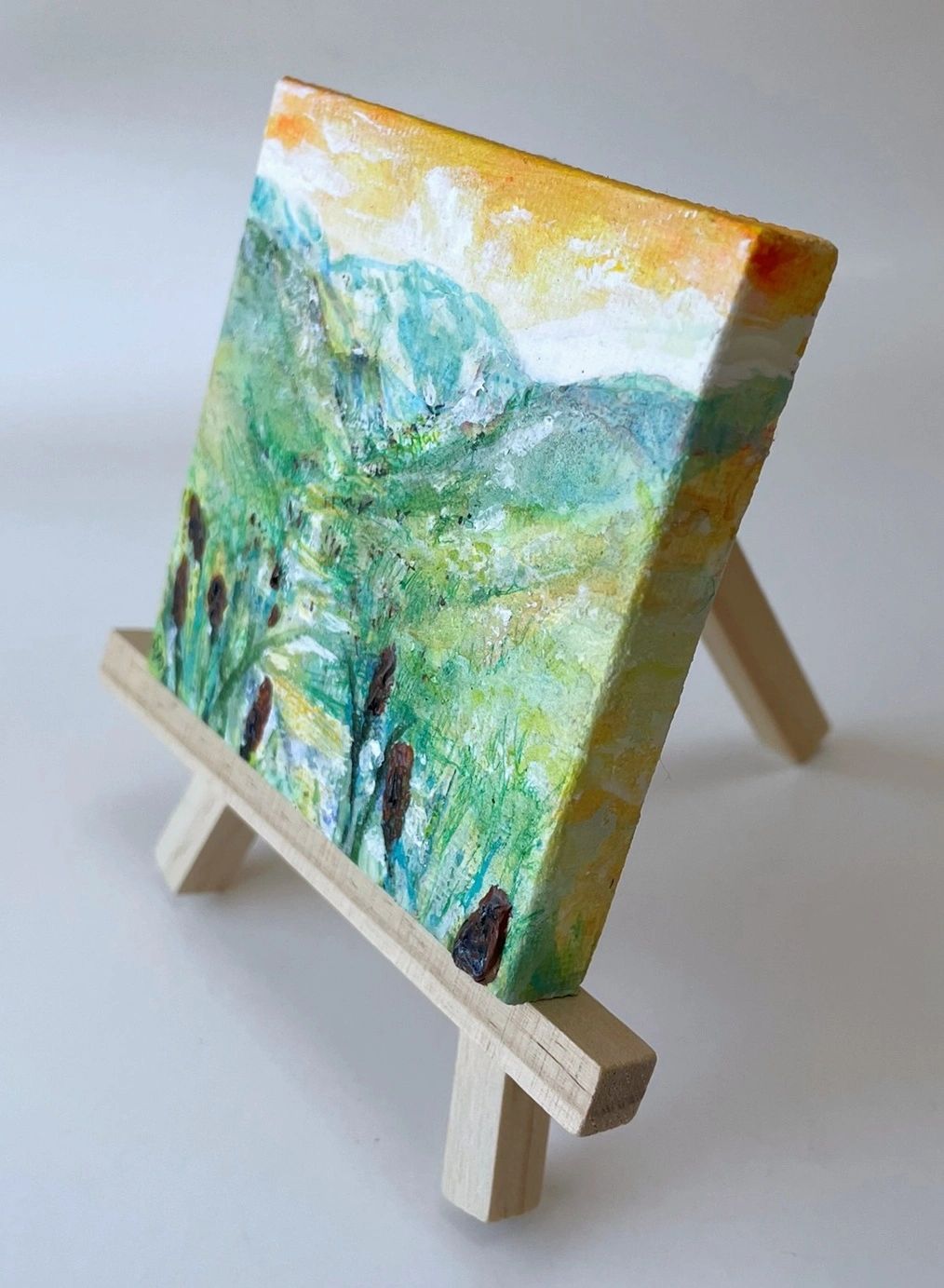 River Source III - Original Acrylic Miniature Painting by Sophia Eberhart (Free USA Shipping)