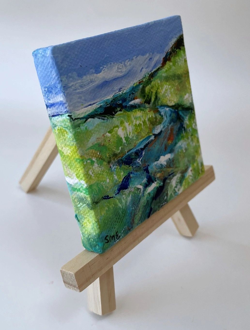Waterway - Original Acrylic Miniature Painting by Sophia Eberhart (Free USA Shipping)