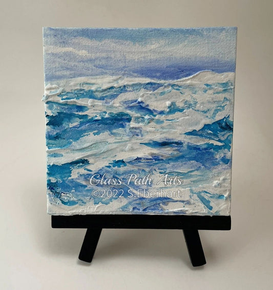 Waves of Winter - Original Acrylic Miniature Painting by Sophia Eberhart