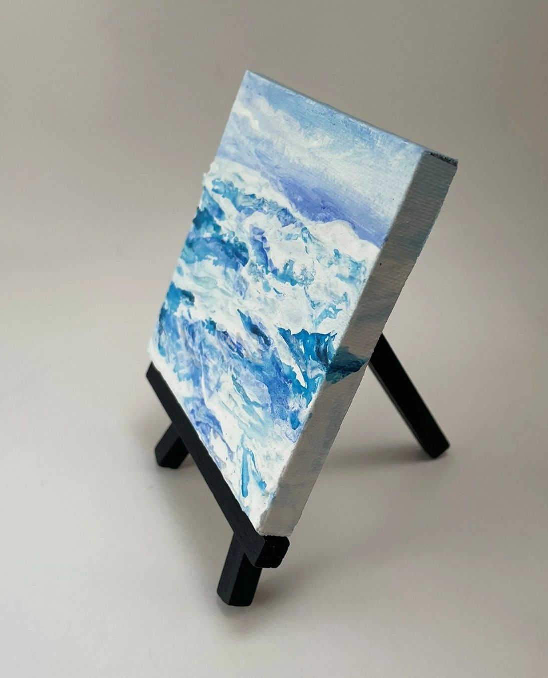 Waves of Winter - Original Acrylic Miniature Painting by Sophia Eberhart (Free USA Shipping)