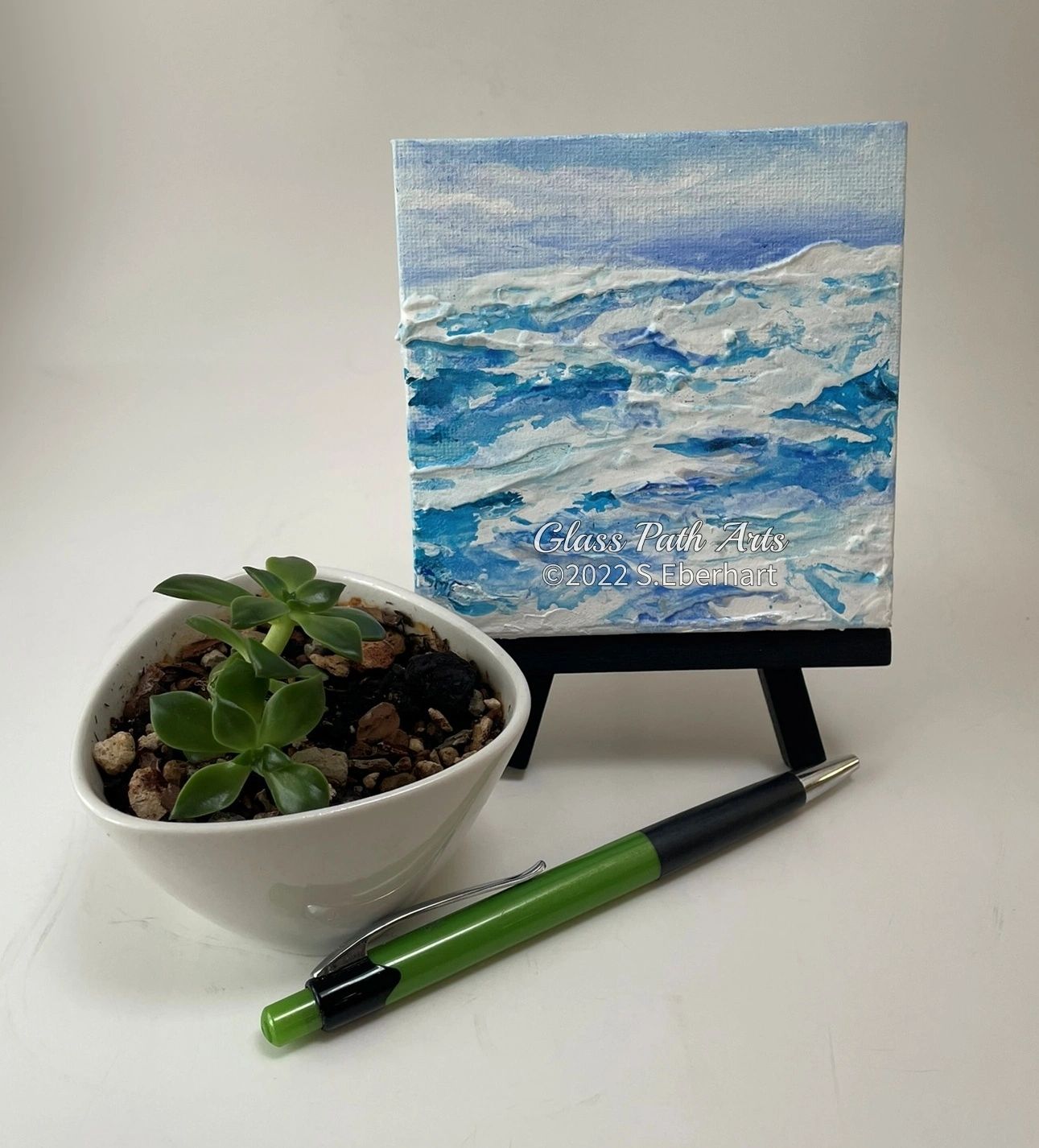 Waves of Winter - Original Acrylic Miniature Painting by Sophia Eberhart (Free USA Shipping)