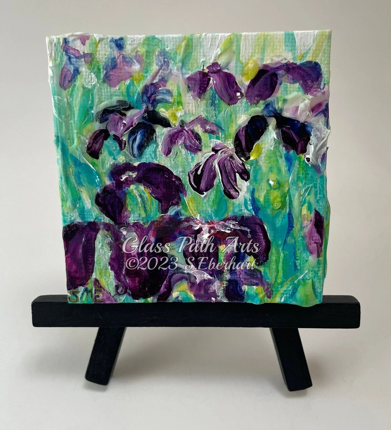 Iris Choir - Original Acrylic Miniature Painting by Sophia Eberhart (Free USA Shipping)