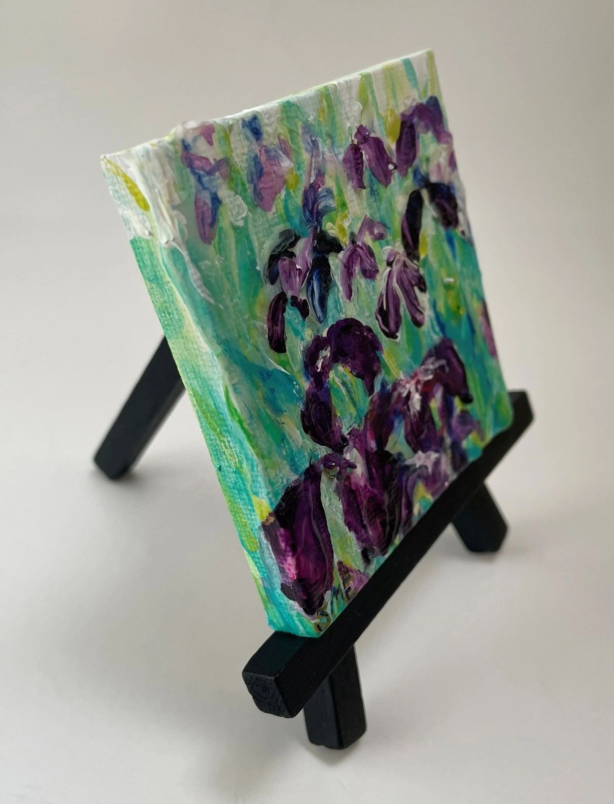 Iris Choir - Original Acrylic Miniature Painting by Sophia Eberhart (Free USA Shipping)