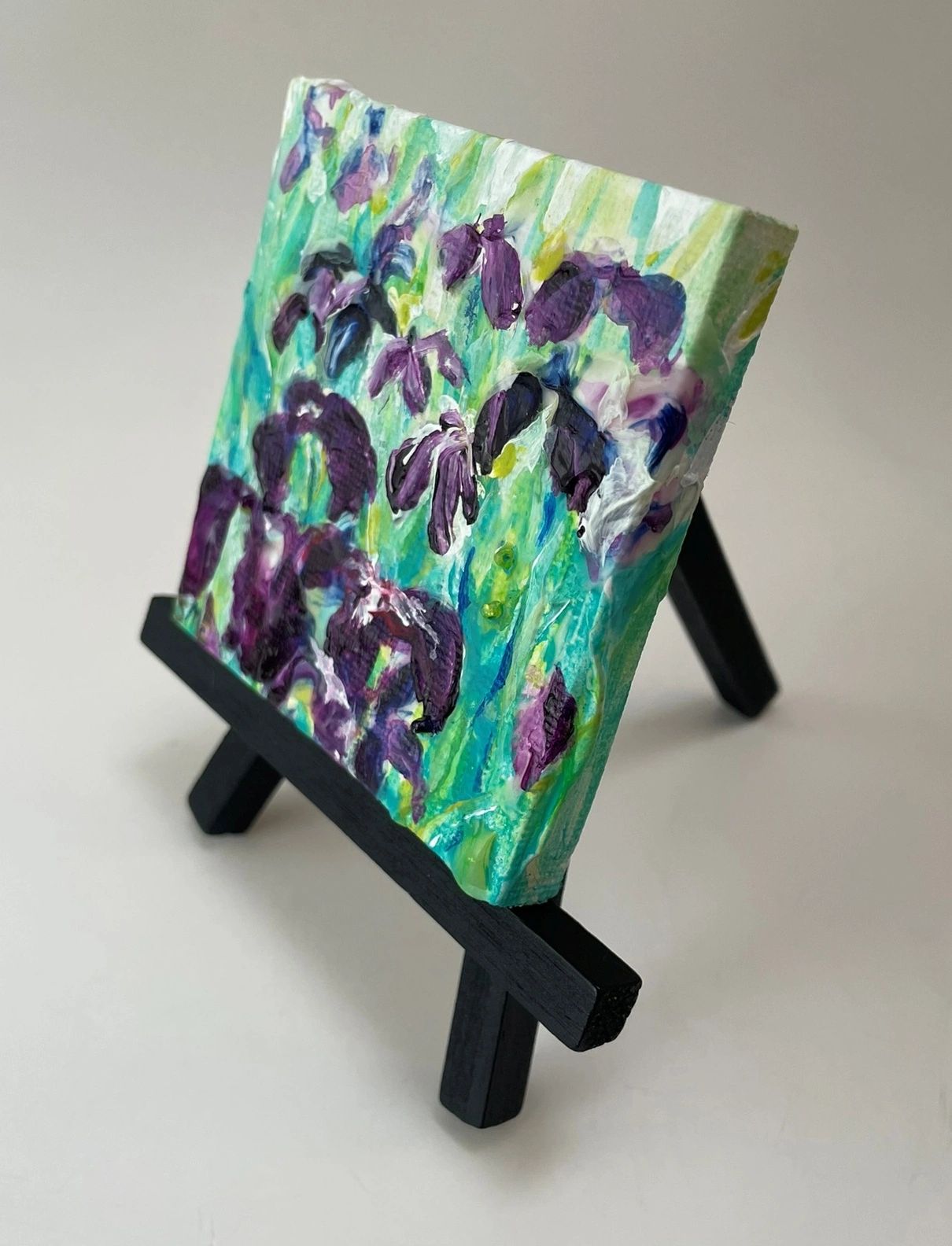 Iris Choir - Original Acrylic Miniature Painting by Sophia Eberhart (Free USA Shipping)
