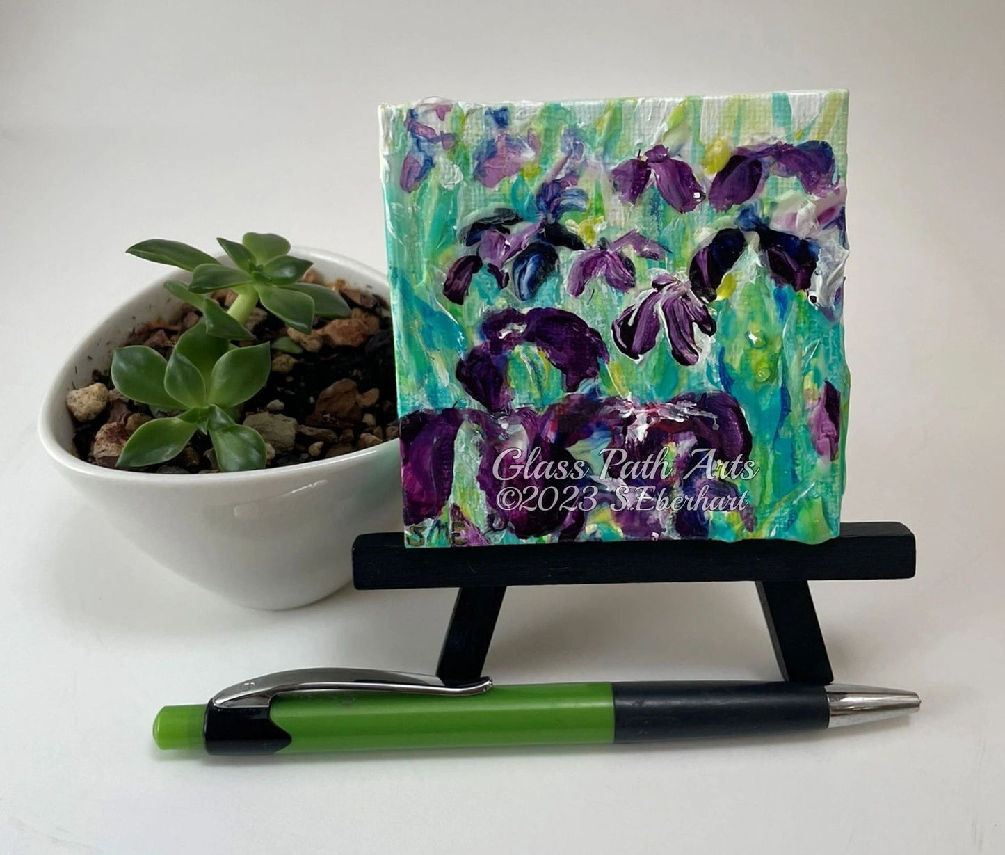 Iris Choir - Original Acrylic Miniature Painting by Sophia Eberhart (Free USA Shipping)