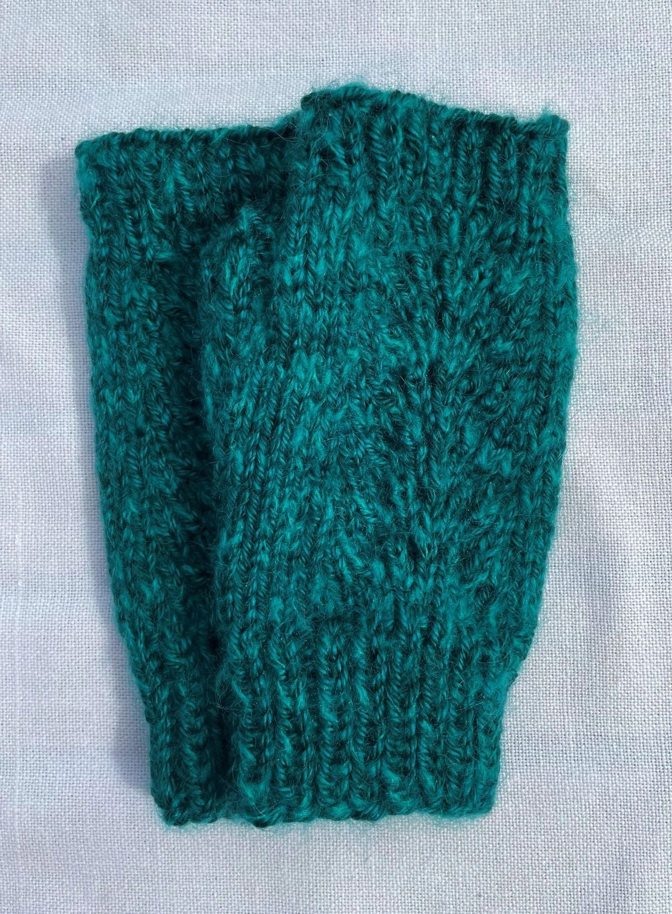 Fingerless Gloves - Teal Heather with Mohair