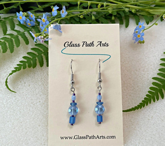 Blue Light Glass Bead Earrings