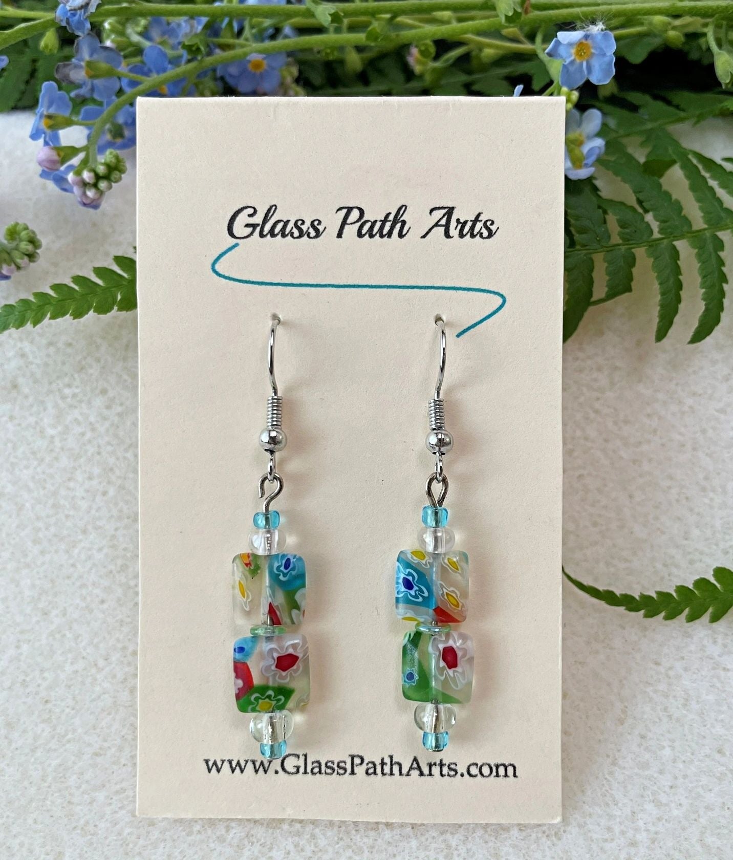 Double Millefiori Flower Earrings