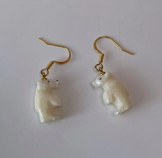 Alaska Carved Walrus Ivory Earrings