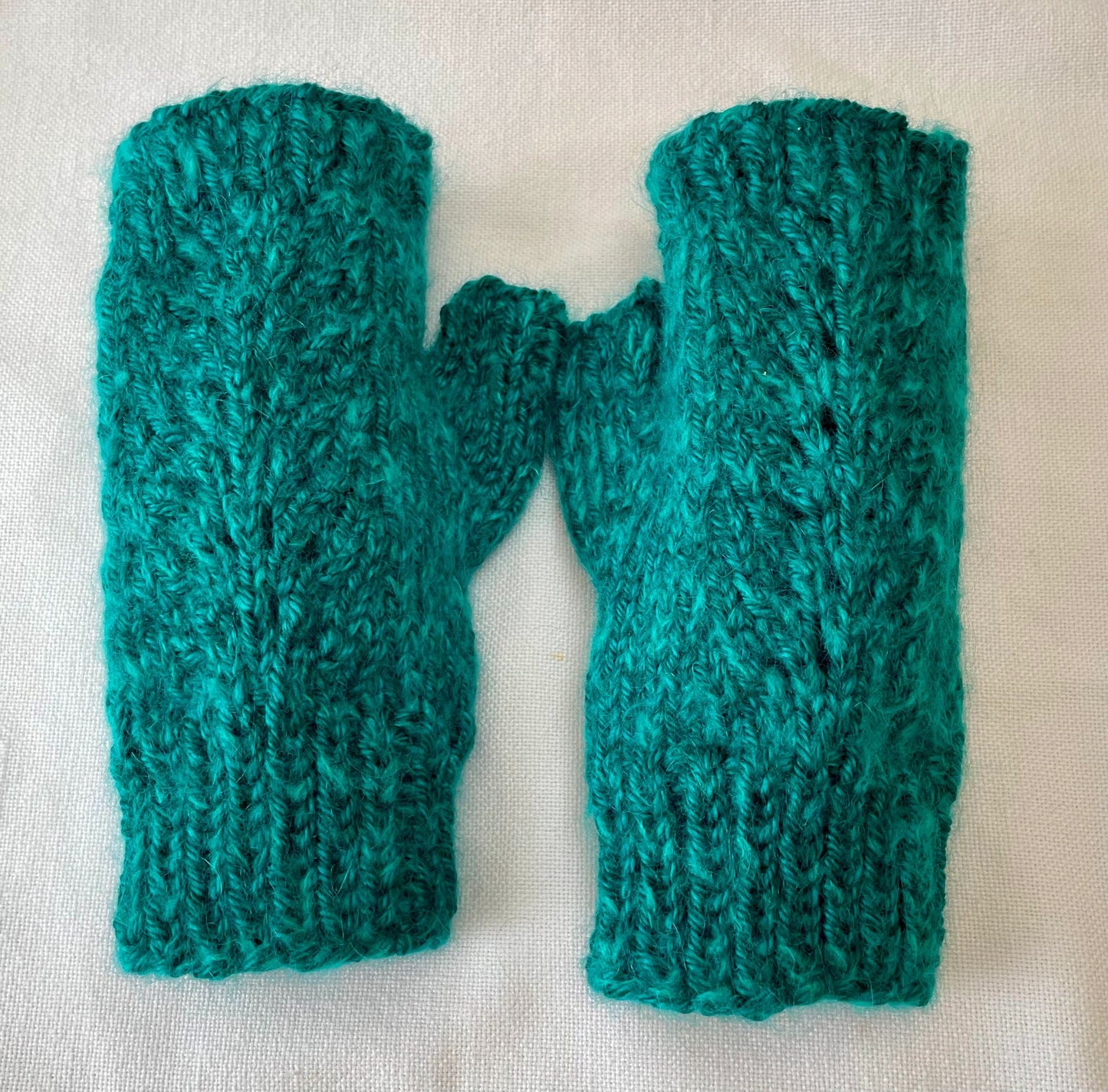 Fingerless Gloves - Teal Heather with Mohair