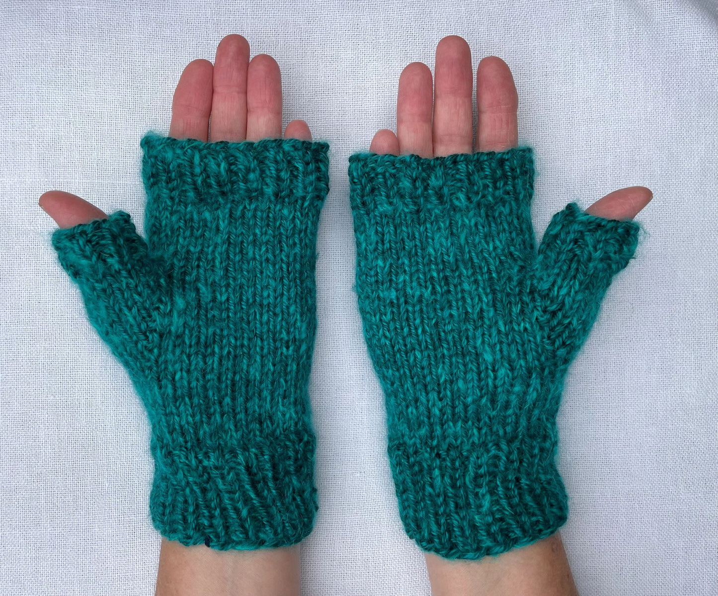 Fingerless Gloves - Teal Heather with Mohair