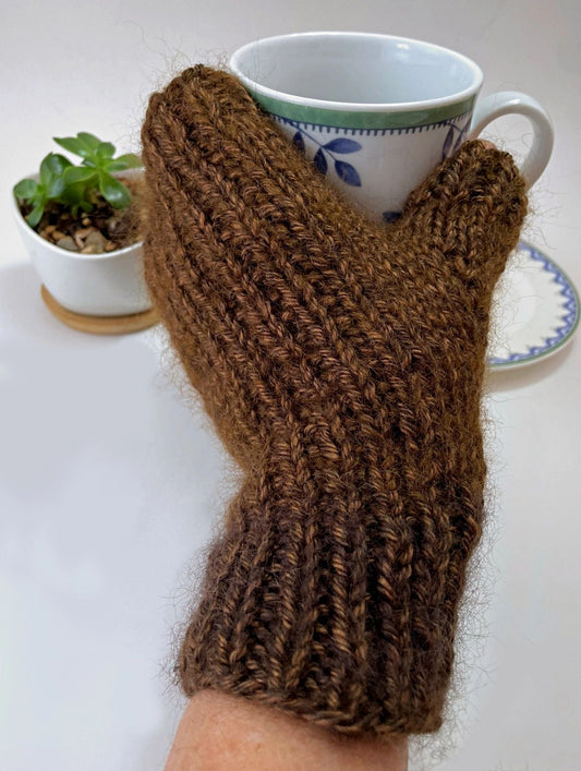 Fingerless Gloves with Mohair for Large Hands in Multiple Colors