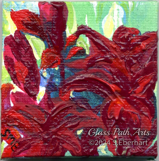 Lilies - Up Front - Original Acrylic Miniature Painting by Sophia Eberhart