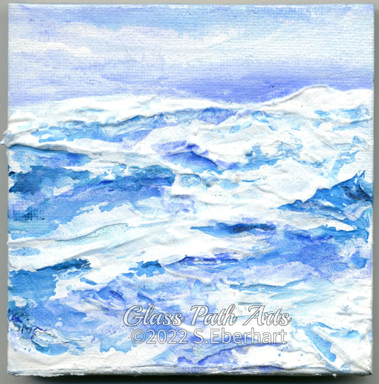 Waves of Winter - Original Acrylic Miniature Painting by Sophia Eberhart