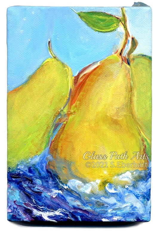 Pear III - Original Acrylic Painting by Sophia Eberhart (Free USA Shipping)