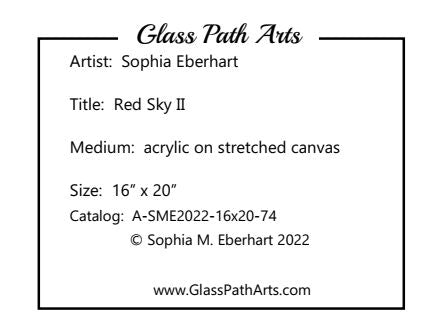 Red Sky II- Original Acrylic Painting by Sophia Eberhart (Free USA Shipping)