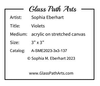 Violets - Original Acrylic Miniature Painting by Sophia Eberhart (Free USA Shipping)