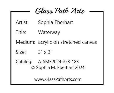 Waterway - Original Acrylic Miniature Painting by Sophia Eberhart (Free USA Shipping)