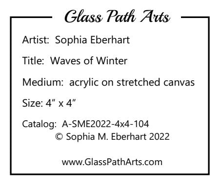 Waves of Winter - Original Acrylic Miniature Painting by Sophia Eberhart (Free USA Shipping)