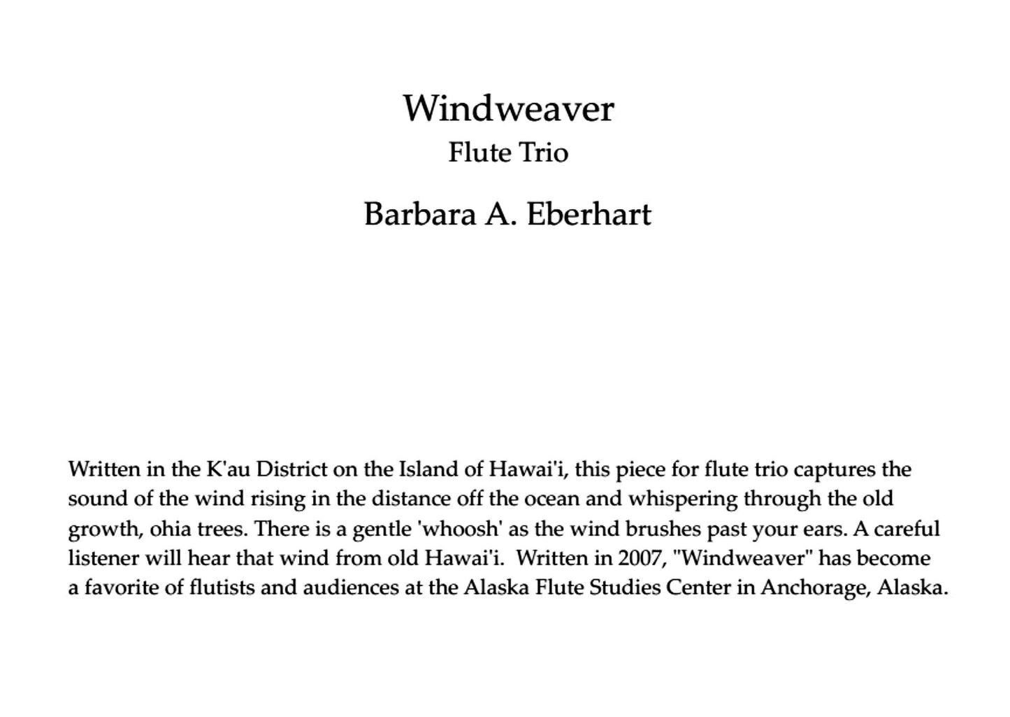 Windweaver Flute Trio - Sheet Music Digital Download