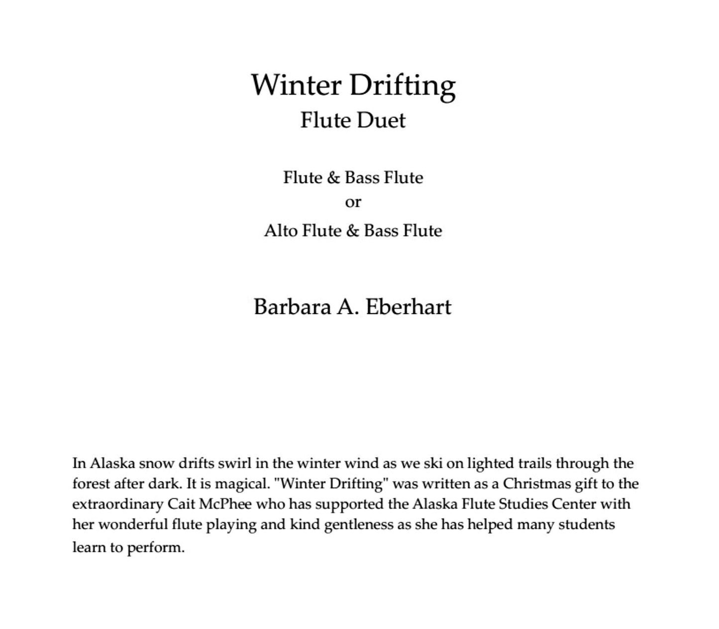 Winter Drifting Flute Duet - Sheet Music Digital Download