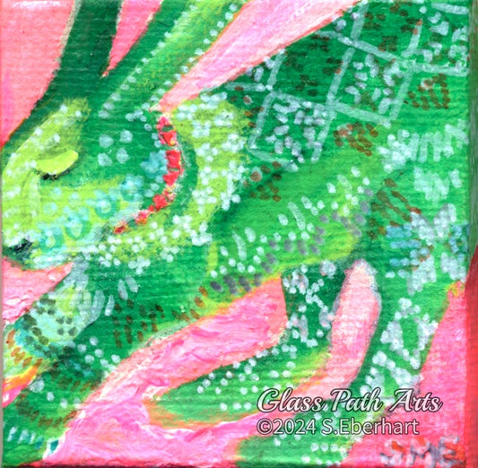 Hare Belle - Original Acrylic Miniature Painting by Sophia Eberhart